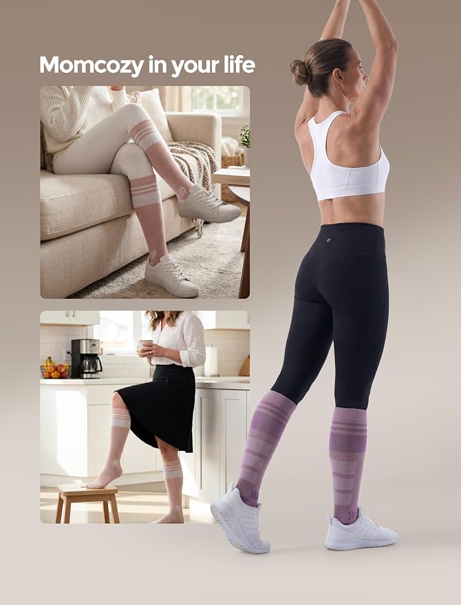 Momcozy Compression Socks for Women, 20-30 mmHg for Flying, Travel & Sports | 20-30 mmHg option: Enhanced support with zoned compression, Lycra fiber for lasting elasticity, silver-infused for freshness - Image 8