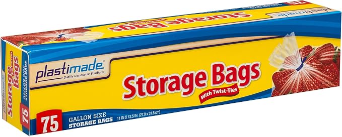 1 Gallon Storage Bags With Twist Ties, Clear Plastic, 150 Count | Roomy 11 x 12.5 in baggies for produce, snacks, freezer & pantry; flexible, tear resistant & easy to fill for meal prep - Image 4