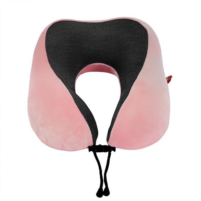 Memory Foam Travel Pillow, Neck Pillow with 360-Degree Head Support, Comfortable and Lightweight, Ideal for Sleeping on Airplane, Car, Train, Bus and Home Use, Comes with Storage Bag (Pink) - Image 2