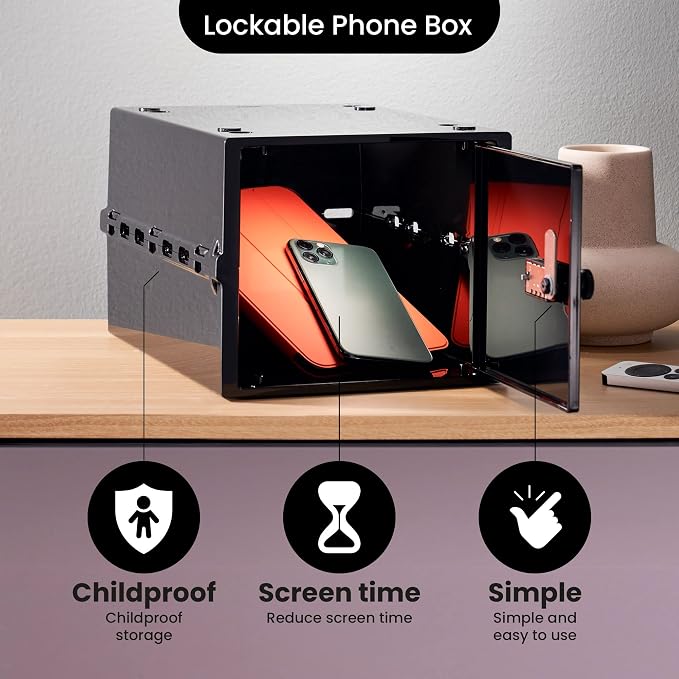 Lockabox One™ | Compact and Hygienic Lockable Storage Box for Food, Medicines, Tech and Home Safety | One Size 12 x 8 x 6.6 inches externally (Jet) - Image 9