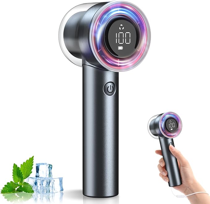 1-100 Speed Portable Handheld Turbo Fan, 【15000RPM】Ultra High-speed,Personal Hand Held Travel Fans,5000mAh Battery Rechargeable Mini Fans,Digital Display,Small Pocket Fan for Summer Essential Gift by JINLICTE