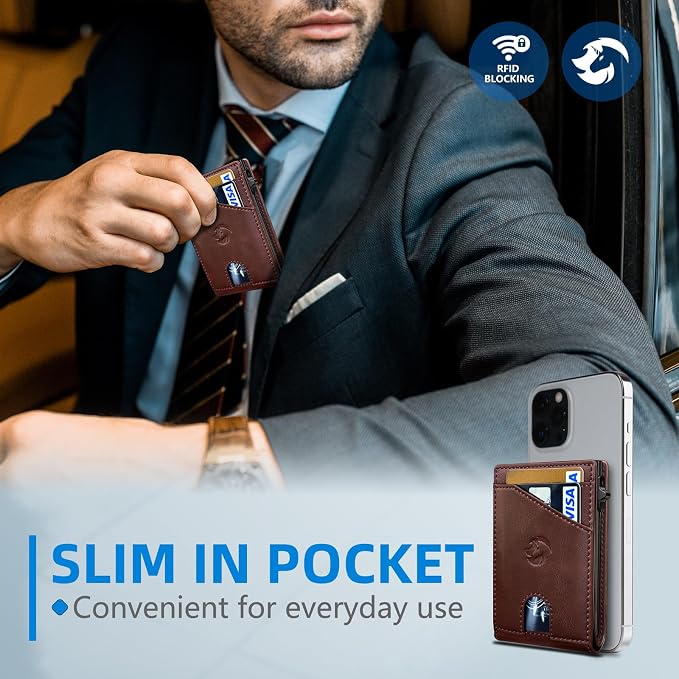 Wallet for Men, Slim Pop Up Card Holder with RFID Blocking, Minimalist Bifold Wallet with 9 Card Slots, ID Window and Cash Pocket, Metal Flip Case with Magnetic Closure, Gift Box - Image 7