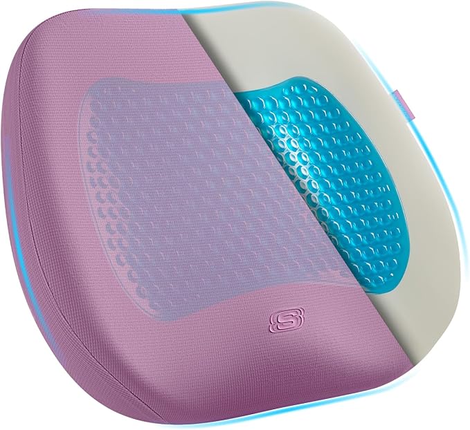 Skechers Seat Cushion Premium Gel & Memory Foam-Office Chair Cushion for Tailbone Pain Relief,Butt Pillow for Office Chair,Car seat Cushion,Long Sitting Office Workers,and Car Drivers,Purple by Unknown