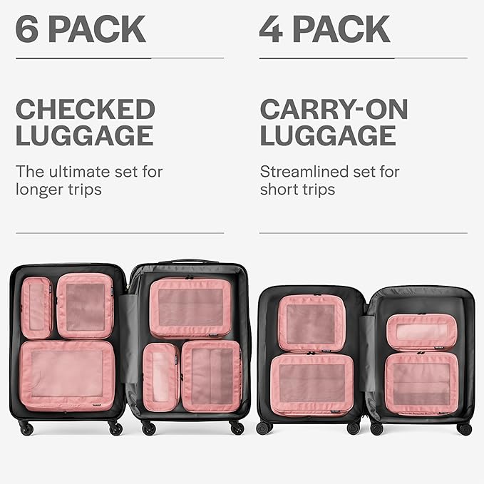 Compression Packing Cubes for Travel - Luggage Organizer Bags - Double Zipper Packing Cubes for Suitcases (12-Pack, Rose) - Image 4