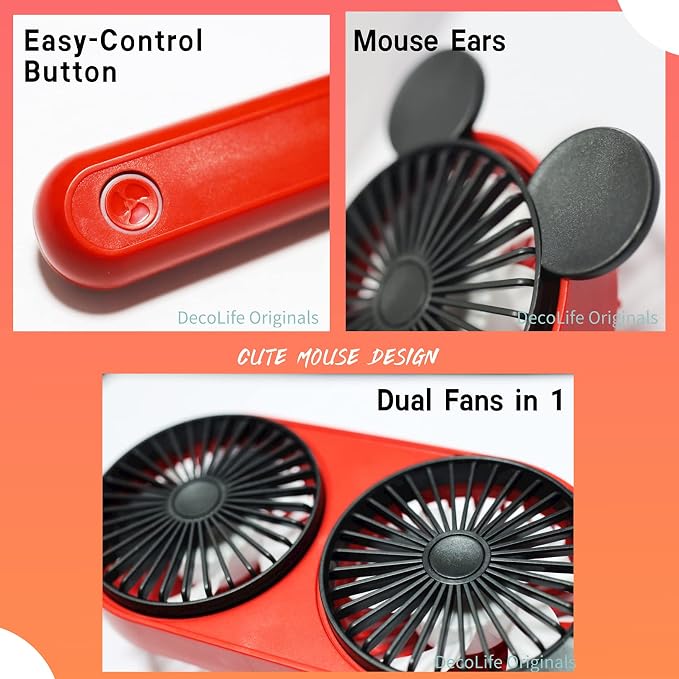 Cute Personal Mini Fan, Dual Turbo Handheld USB Fan | Portable Rechargeable 3 Adjustable Speeds, Max Cooling For Travel/Concerts/Cruise/Sports Events/Gifts - Image 2