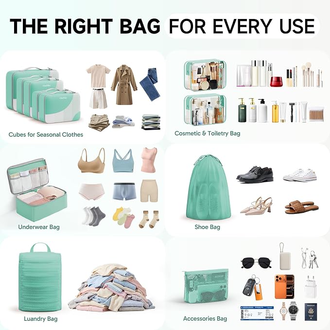 OlarHike 11 Set Packing Cubes for Travel,Gifts for Women Mom,Anti-Tearing Suitcase Organizer,with Over 1000 pcs Mesh Holes,Vacation Essentials & Accessories for Cruise Ship - Image 8