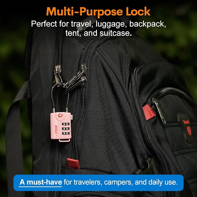 Forge TSA Approved Cable Luggage Locks, 2 Pink Locks, Re-settable Combination with Alloy Body - Image 9