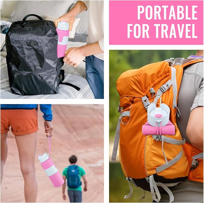 Nefeeko Collapsible Water Bottle, BPA Free 26oz Silicone Water Bottles | Foldable Water Bottles for Travel Sports, Leak-Proof Spill-Proof Portable Water Bottle with Carabiner, Lightweight - Image 6