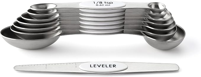 Spring Chef Stainless Steel 8 Magnetic Measuring Spoons for Kitchen, White | Dual Sided Metal Teaspoon & Tablespoon Measuring Spoons w/ Leveler for Dry & Liquid Ingredients, Nesting, Fits in Spice Jars - Image 8