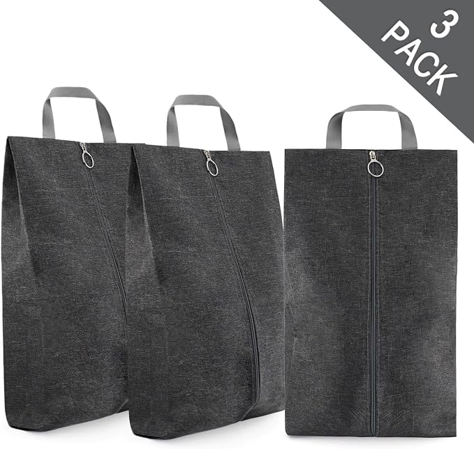 Shoe Bags for Travel - Set of 3 Pack Large Capacity Oxford Fabric Shoe Bags, Waterproof Thickened Portable Shoe Organizer bag with Sturdy Zipper(3Pack Grey) - Image 5