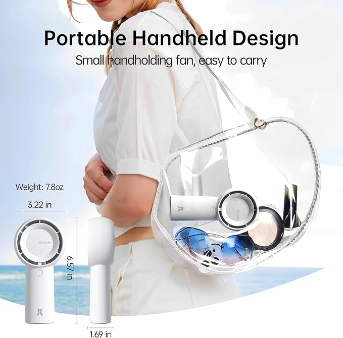 JISULIFE Portable Handheld Turbo Fan Rechargeable 4000mAh 5-Speed (White) | Up to 16H max cooling, Personal Battery Powered Pocket Fan for Travel/Outdoor/Vacation/Concerts, Birthday Gifts for Women - Image 5