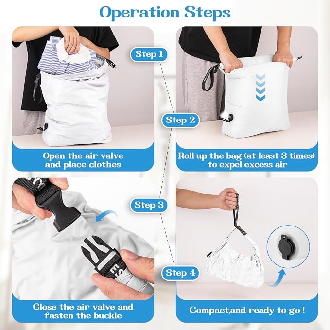 Travel Laundry Bag for Dirty Clothes, Waterproof Compression Bag | Moisture-resistant Vacuum Storage Bag, Space-Saving Laundry Storage Organizer for Cruise, Swimming, Gym - Image 5