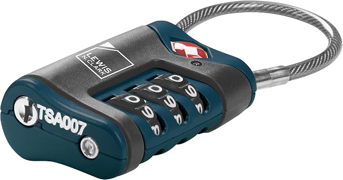 Lewis N. Clark TSA-Approved Easy-to-Set Combination Luggage Lock with Steel Cable, Blue, One Size - Image 4