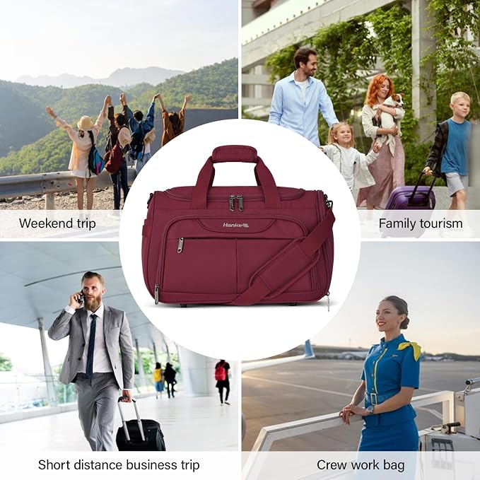 Hanke Small Underseat Carry On Luggage Bags for Travel with 10 Pockets. | Airline Approved Foldable Personal Bag w/ Luggage Sleeve; Tote Duffle & Bento Bag, Flight Attendant Weekender for Men & Women - Image 9
