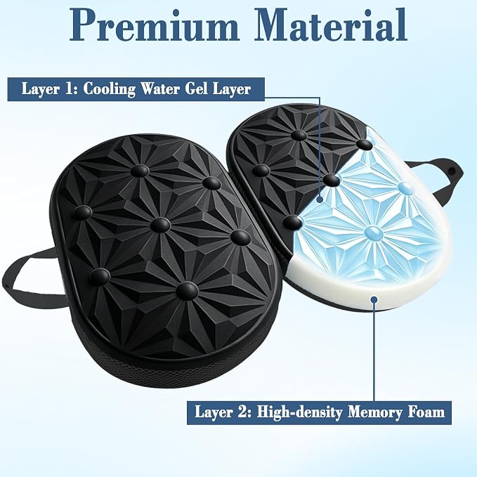 Cooling Gel Enhanced Memory Foam Seat Cushion, Desk Chair Seat Cushion, Office Chair Cushions, Foldable Portable, Back Sciatica Coccyx Tailbone Pain Relief, Driving Car Airplane Wheelchair Bleachers - Image 4