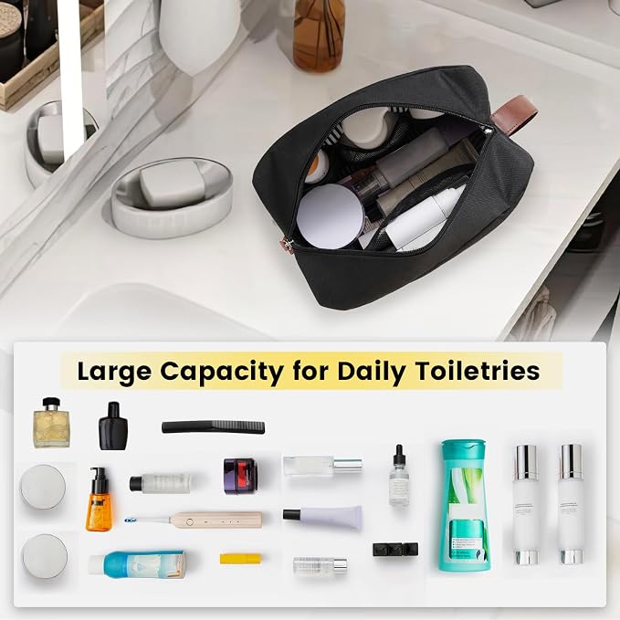 Vorspack Water Resistant Large Travel Toiletry Bag for Men - Black | Travel Bag for Toiletries, Large Capacity, Organized Compartment, Suitable for Shaving Grooming Accessories, Gifts for Men - Image 5