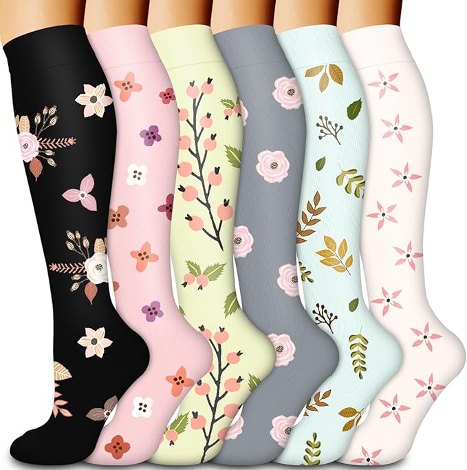 Compression Socks for Women & Men Circulation(6 pairs)-Graduated Supports Socks for Running, Athletic Sports by LaiteHebe