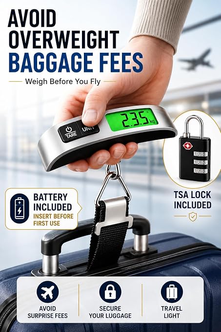 Luggage Scale with TSA Approved Lock, Digital Portable Hanging Baggage Scale 110lb/50kg, Travel Weight Scale for Suitcases, Avoid Overweight Fees, Travel Essentials Gift, Battery Included - Image 2