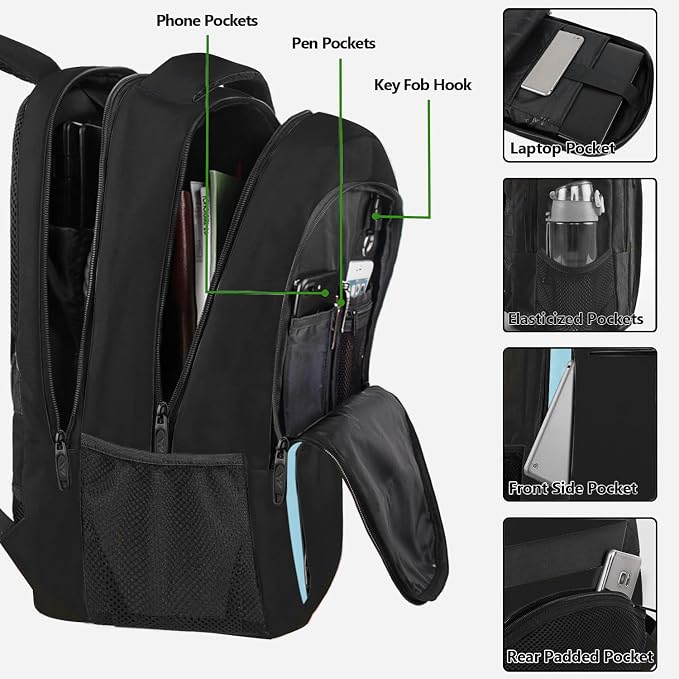 MATEIN Business Travel Laptop Backpack for Men, Anti Theft Slim Sturdy Bag | Fits 15.6 Inch Notebook, Water Resistant, College Computer Backpack for Work, Personal Item Bag, Gifts for Women & Men - Image 4