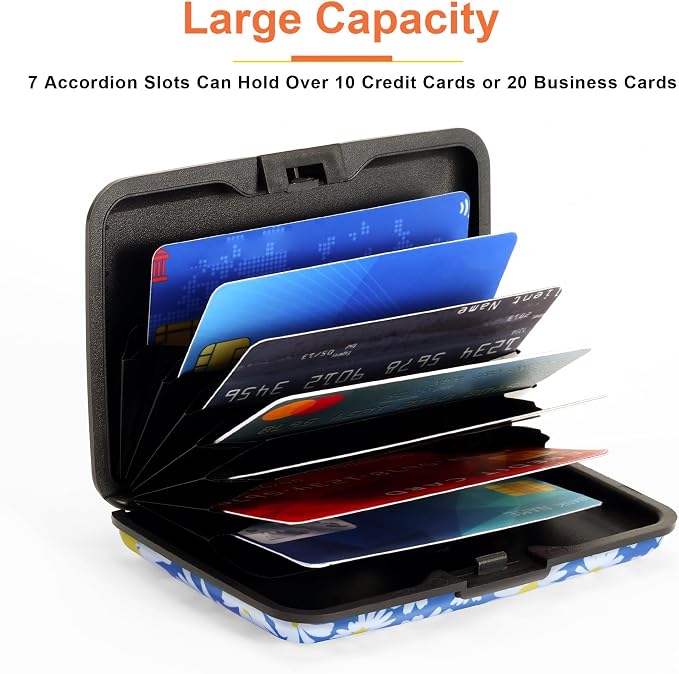 Mayski Credit Card Holder for Women RFID Blocking Wallet, Daisy | Card Wallets for Women Small Mini Business Metal Accordion Aluminum Alloy Hard Case for Men - Image 4