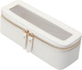 Aveniee Clear Makeup Brush Bag,Slim Cosmetic Brush Holder,Small Toiletry Bag Mini Travel Case for Women,Thin Make up Bags with Dual Zipper,Cute Travel Essentials Organizer,White by Aveniee