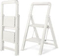 Step Ladder 2-Step White Finish Aluminum Folding Ladders | Anti-slip Sturdy Foldable Ladder Step Stool for Kitchen Home Office Libaray by BIBKOKE