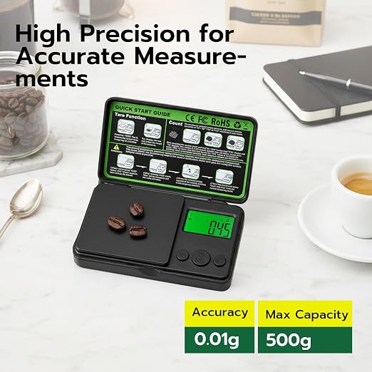 0.01g/500g Digital Milligram Scale, Pocket Micro Scale with Tare Weight Function,Calibration Weight ＆ Backlit LCD Display, Mini Precision Scale for Weighing Powder, Gold, Jewelry, Mini Food - Image 2