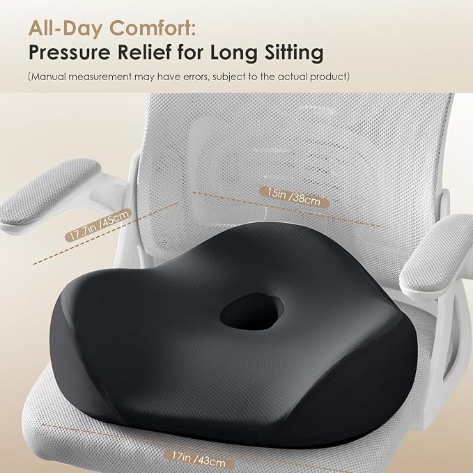 Memory Foam Seat Cushion for Car & Office, Extra Large Driver Seat Pad with Lumbar Support, Ergonomic Comfort for Long Driving, Desk Chair, Wheelchair, Truck - Image 6