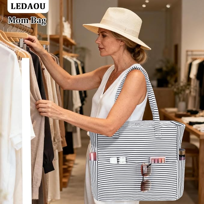 LEDAOU Large Beach Bag for Women, Waterproof Sandproof Tote Bag with Zipper | 36L Pool and Swim bag with Zipper, Wet/Dry pocket and 7 Pockets for Beach Days, Cruises, Vacations and Family travel - Image 4