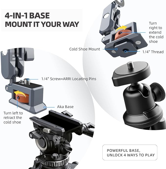 MOSENVKA 4-in-1 Magnetic Phone Mount for iPhone Foldable Stand | Arca-Swiss base, 1/4"-20 screw and Cold Shoe Adapter for GoPro, Cameras and Vlogging Setups - Image 2