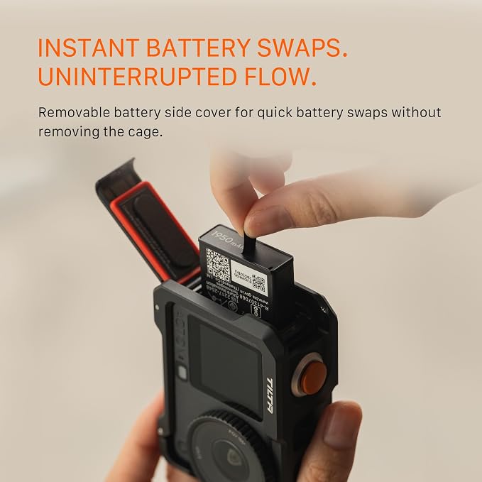 Tilta Full Camera Cage Compatible with DJI Osmo Action 6 | 1/4"-20 Thread with Locating Points | Cold Shoe Receiver | Button Extension | Battery Door & Card Slot Open Access | Titanium Gray | Full Camera Cage with cold shoe and magnetic mount for DJI O... - Image 3
