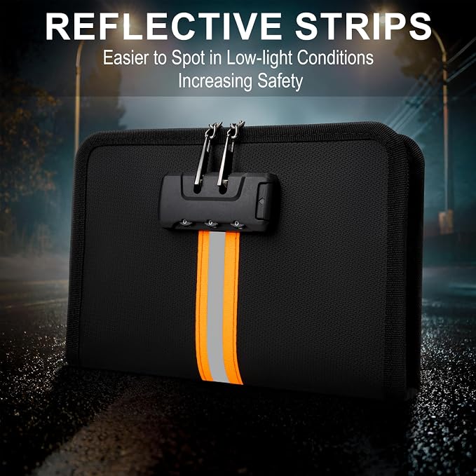 Fireproof Money Bag,Money Bag with Lock and Zipper,Safe Fireproof Waterproof,Suitable for Cash, Mobile Phones, Keys, Credit Cards - Image 4