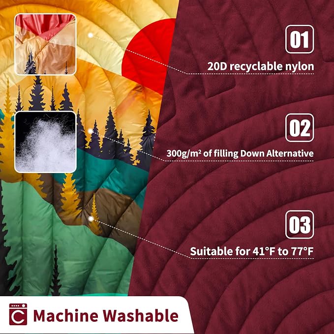 Camping Blanket,Puffy Blanket Lightweight Packable Camping Blanket Outdoor Blanket for Camping,Traveling, Stadium, Hiking, Picnics - Image 3