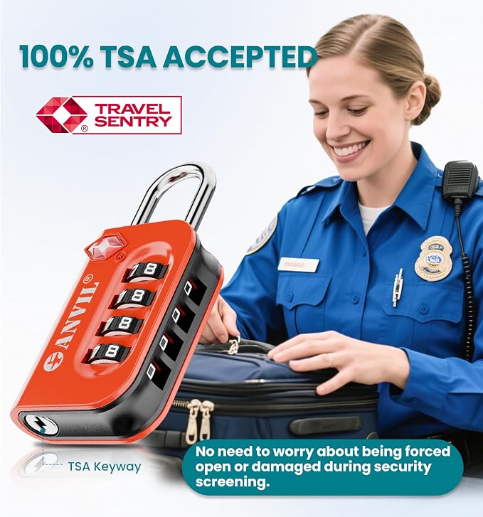 ANVIL TSA Approved Luggage Lock - 4 Digit Combination, 10,000 Combinations, Easy-Read Password Window, Travel Lock for Suitcases, Backpacks, Gym & Student Lockers, Baggage - Image 2