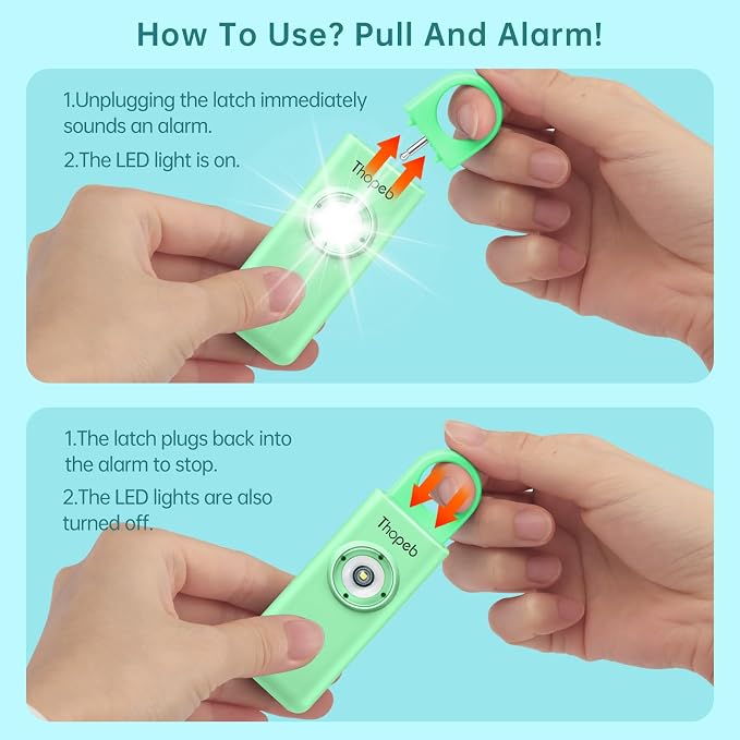 Personal Safety Alarm for Women – Superior Loud Siren & SOS Strobe | Premium Compact & Well-crafted Self Defense Keychain Alarm, College Dorm Essential, Variety of Colors (Light green) - Image 4