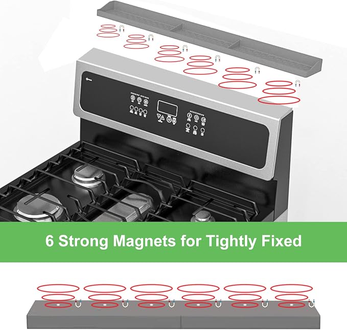 Stove Top Shelf 30 Inch - Silicone Material Magnetic Shelf for Stove -Grey | 3 Functional Partitions,Heat Resistant Kitchen Spice Rack Organizer - Image 3