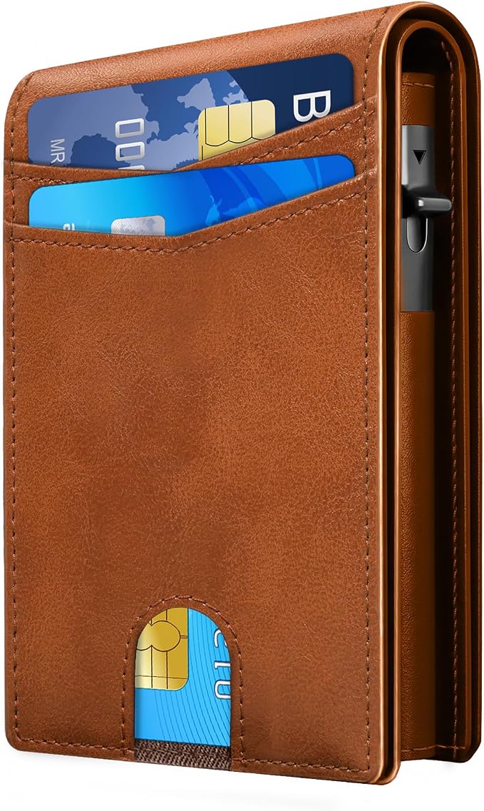 QLD 2026 Wallet for Men - RFID Blocking [Functional & Practical] Bifold Slim Minimalist Credit Card Holder Pop Up Wallet Metal Case with Cash Slot, Front Pocket with ID Window, Gift Boxed by QLDBrand