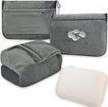 Blanket Pillow for Airplane Travel Essentials -3 In 1 Plane Travel Set Gray | Memory Foam, Compact with Bag, Fleece Soft for Long Flight Traveling Car Road Trip Flying Accessories, for Adult Women by Nerien