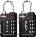 Puroma TSA Approved Travel Luggage Locks, 2 Pack Black 4 Digit Resettable Combination Code Lock with Zinc Alloy Body for Suitcase, Backpack, Laptop Bag, Gym Locker, Toolbox by Puroma