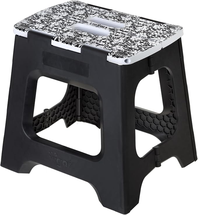 Vigar Compact Foldable Step Stool for Adults up to 330 lb, Rococco | 12-1/2 in Stool, Lightweight Design, Non Slip Folding Construction, Step Stool for Adults by VIGAR