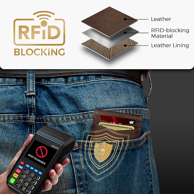 Zitahli Genuine Leather Wallet for Men 12 Card Slim Mens Wallets Bifold RFID Blocking with Money Clip & ID Window Thin Minimalist Card Holder Wallet with Gift Box - Image 5