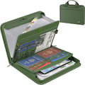 ENGPOW Accordion File Organizer,Fireproof Expanding File Folder with Multi Pockets,13 Pockets Document Organizer with Handle & Labels,Portable Home Travel Safe Storage for Letter A4 Files,Green by ENGPOW