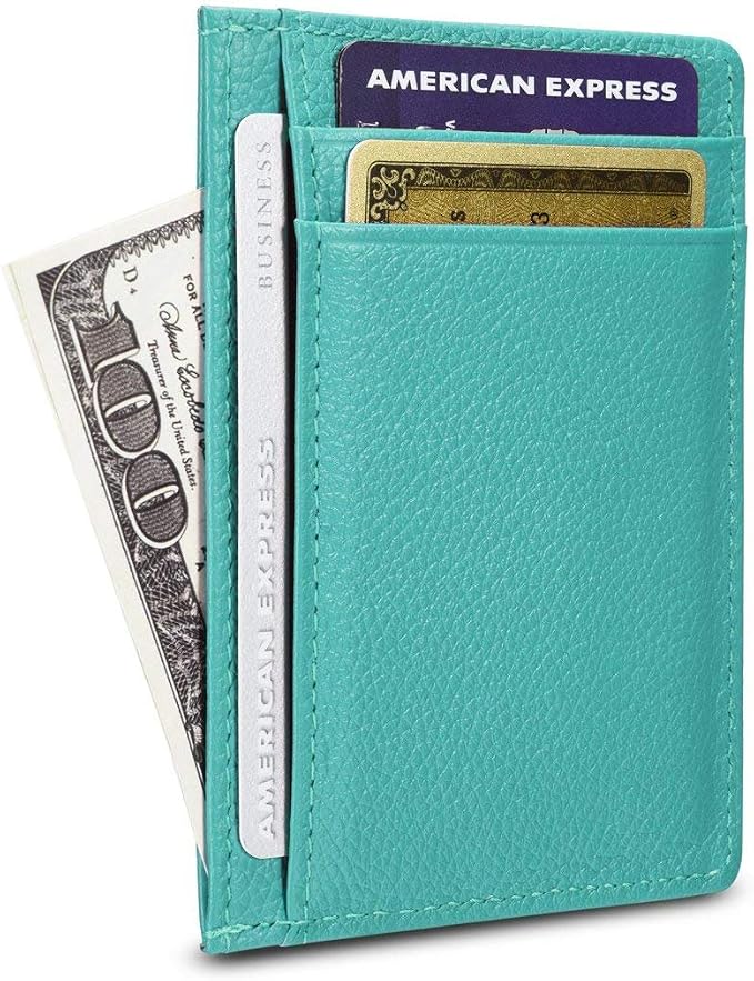 KALMORE womens Credit Holder Genuine Leather Slim Minimalist Card Case Wallet, Black With Id Window - Image 2