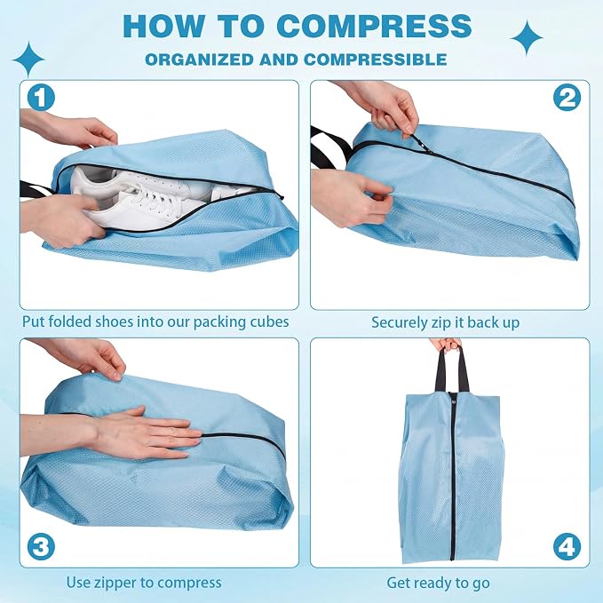 6 Pcs Travel Shoe Bags with Zipper Nylon Portable Waterproof Suitcase Shoe Organizer Packing for Golf(Mixed,Pastel) - Image 4