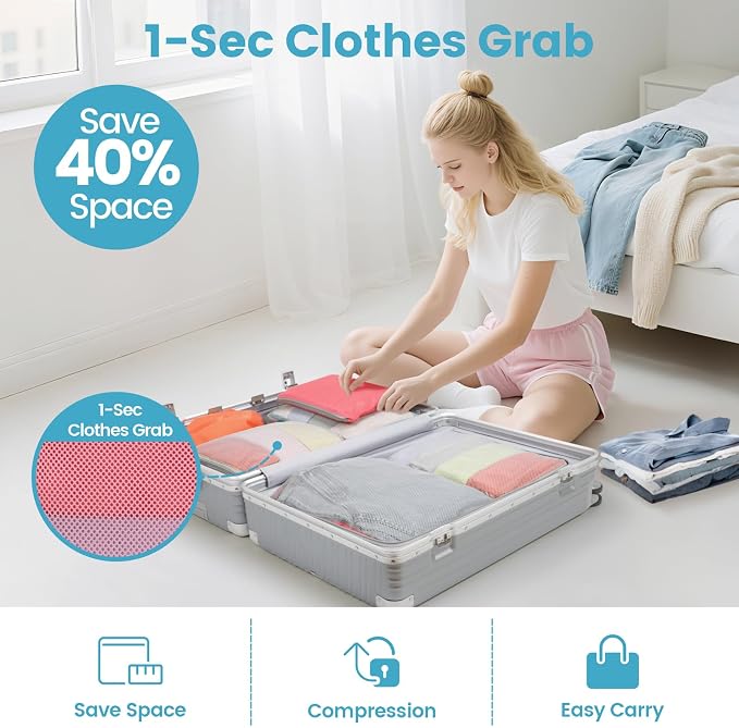 Cambond Compression Packing Cubes for Travel - Luggage Suitcase Organizer | Compression Zip Design for Space-saving, Expandable, Lightweight, Keep Clothes Sorted, Luggage Space Tidy, Carry on Pack Fast - Image 3