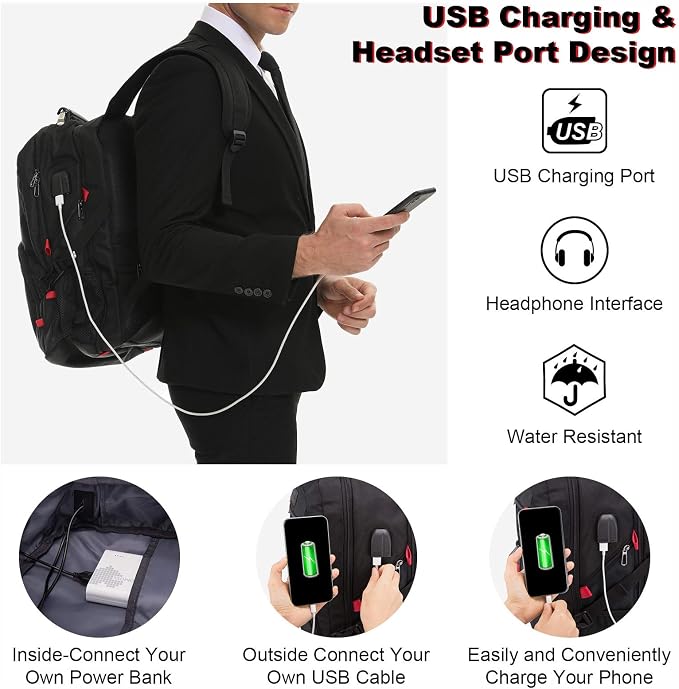 LOVEVOOK Large Laptop Backpack for Men,15.6Inch Heavy Duty Travel Backpack | TSA-Friendly with Anti-Theft,Carry On Flight Approved,College Work Bookbag,Water Resistant Business Backpack for Men Women - Image 5