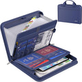 ENGPOW Accordion File Organizer,Fireproof Expanding File Folder with Multi Pockets,13 Pockets Document Organizer with Handle & Labels,Portable Home Travel Safe Storage Folder for Letter A4 Files,Blue by ENGPOW