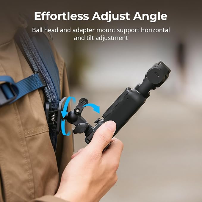 SMALLRIG Magnetic Backpack Strap Clip Mount w Cage for DJI Pocket 4P 4 3 | for Action 6/5 Pro/4/Nano, for Insta360 X5/X4/X3/Ace Pro 2, for GoPro Hero 13/12/11, with Ball Head Mantis Hook - 6052 - Image 5