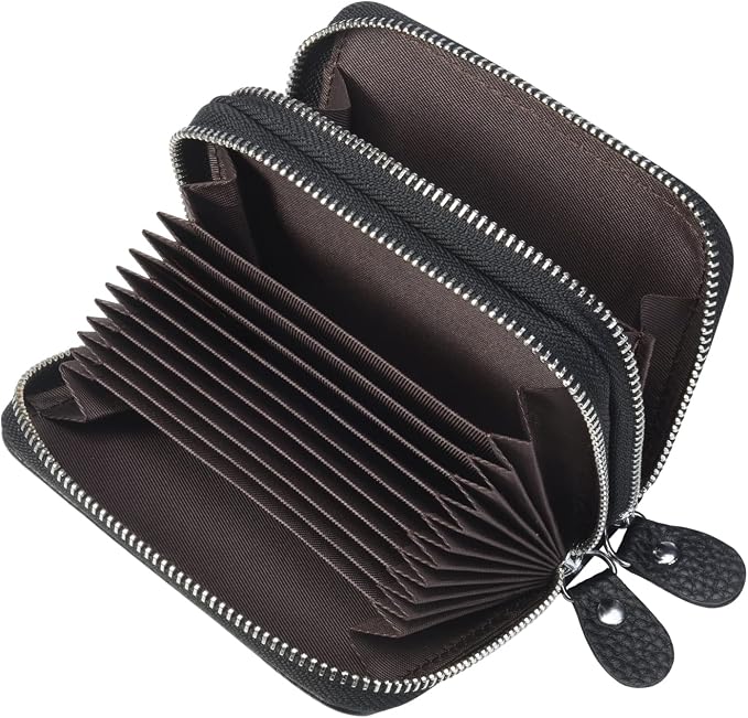 Women's RFID Blocking Leather Zipper Card Wallet Small Purse Credit Card Case Holder for Mother Day Gift (Black) - Image 4