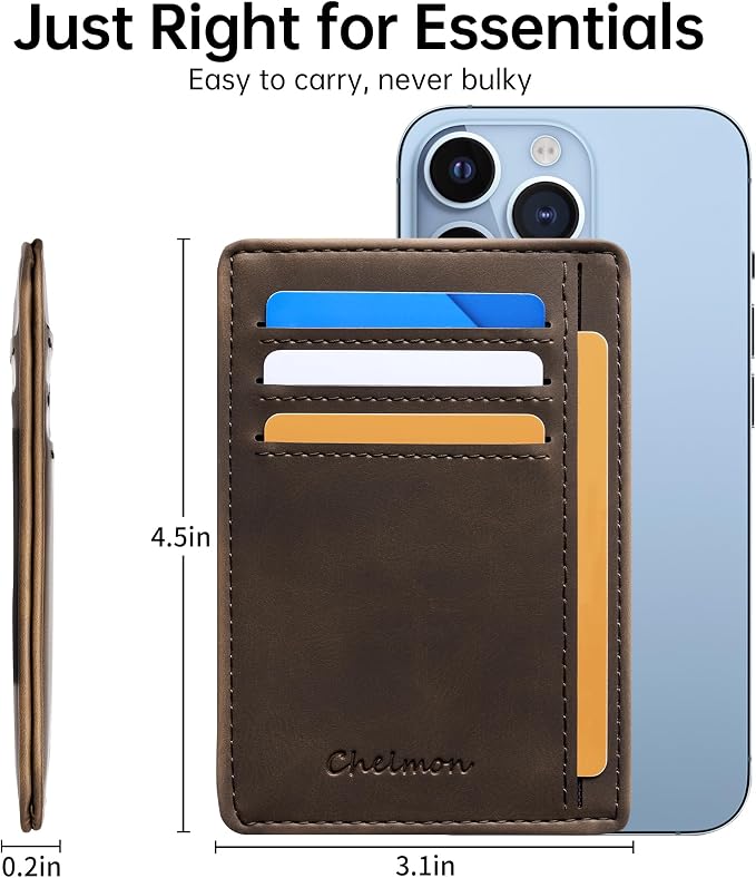 Chelmon Slim Wallet for Men, Minimalist Front Pocket RFID Blocking Credit Card Holder - Image 3